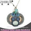 Popular Diamond Layered Hand Made Long Fashion Chain Silver Plated Vintage Women Resin Necklace with Beaded Wholesale